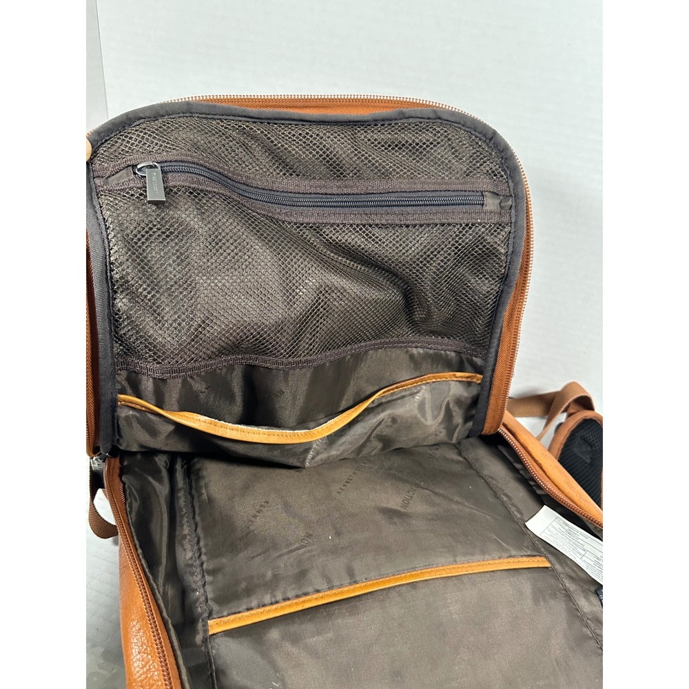Kenneth Cole Reaction Mens Tan Cognac LeatherLaptop Backpack Business Bag 580674 - Picture 11 of 15